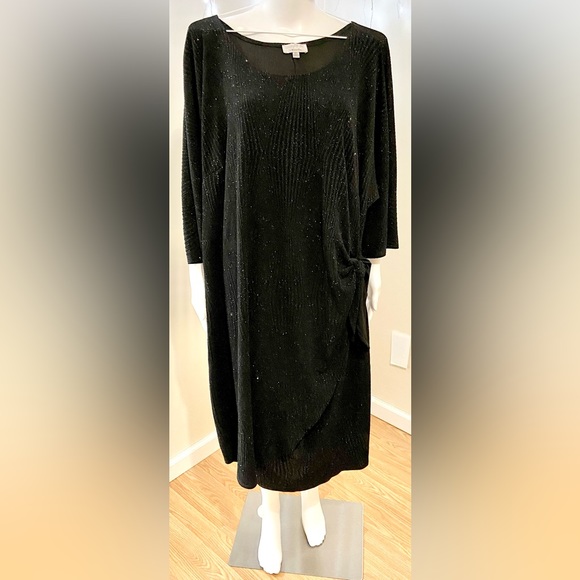 Signature with Robbie Bee Plus Size Black Glitter Faux Wrap Formal Party Dress - Picture 5 of 5